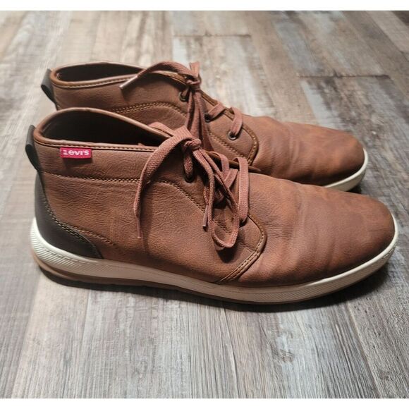 Levi’s Strauss Brown Mid Top Leather Boots Size 13 Men’s - Picture 3 of 8